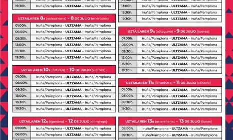 Foto noticia - Sanfermines 2026 – Horarios autobús